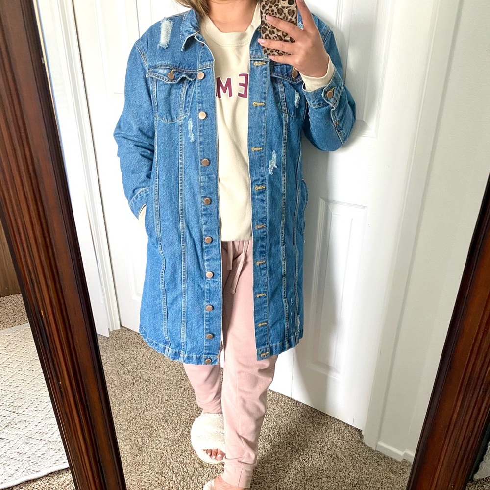 Long Ashley Vintage Charm denim jean jacket
